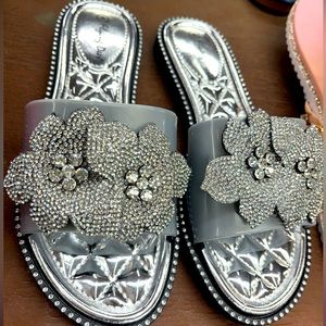 Silver bling Rose Sandals